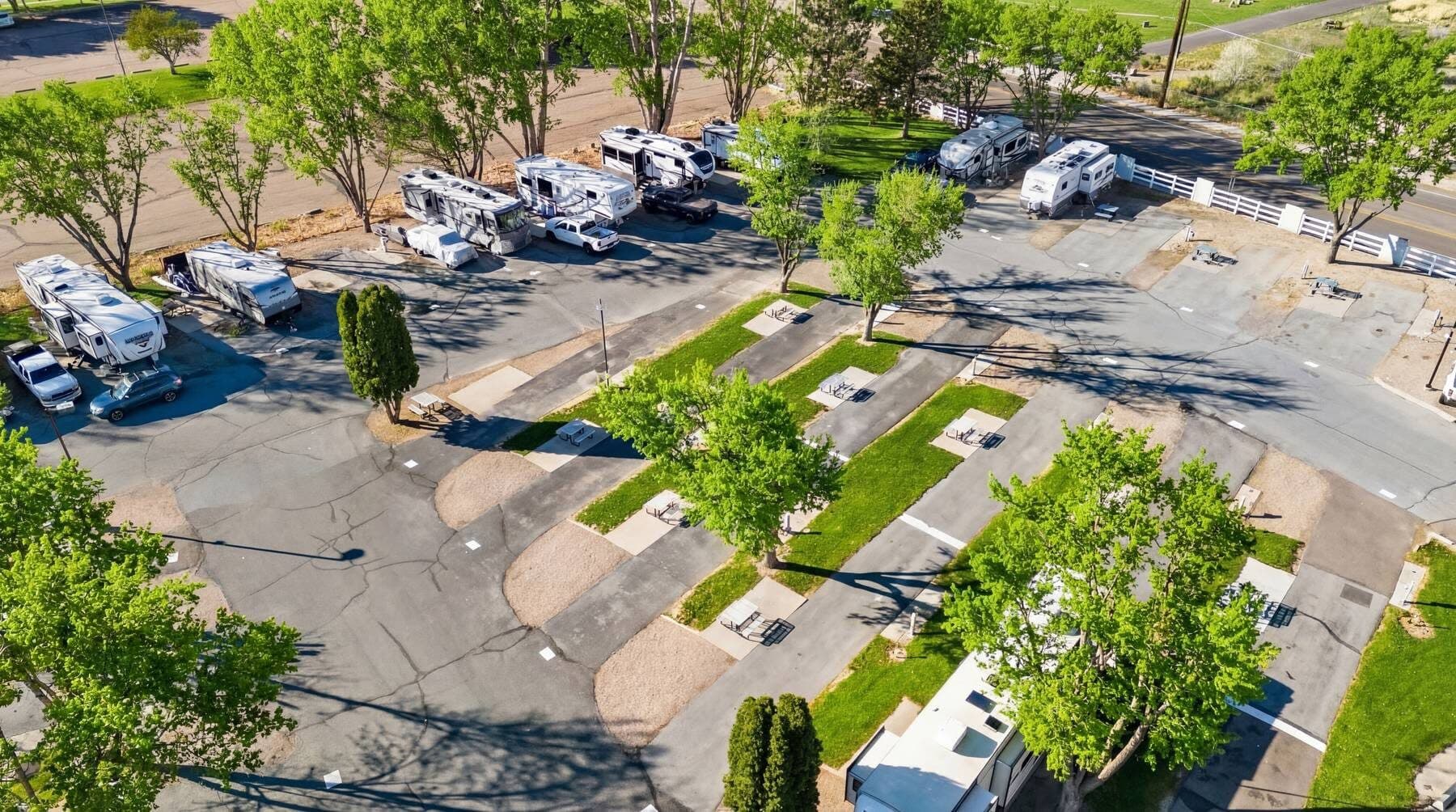 Aerial view of Cowboy RV Resort in Pocatello, Idaho